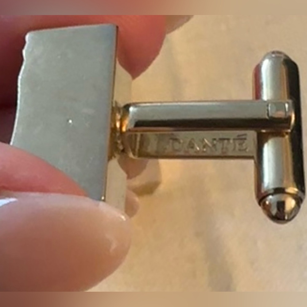 Dante Cufflinks Geometric Retangular 3D Cufflinks Silver tone vintage - Picture 9 of 10